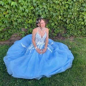 Blue princess prom dress